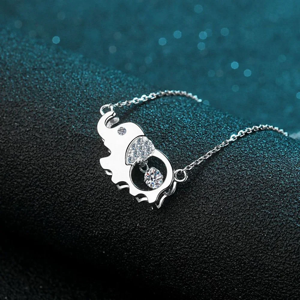 Certified 1/2 ct. t.w. Moissanite Diamond Elephant Necklace NEW - Picture 4 of 9